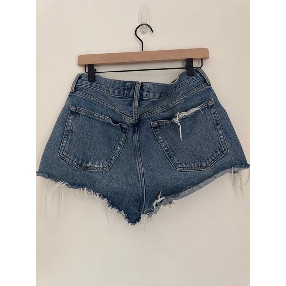 AGOLDE Parker High Rise Distressed Denim Shorts - Organic Cotton Blue 29 - Picture 4 of 8